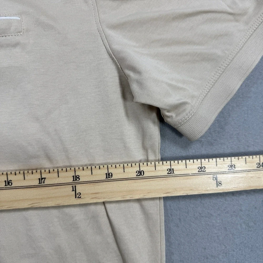 Banana Republic Polo Shirt Mens Medium Beige Luxe Touch Performance Short Sleeve